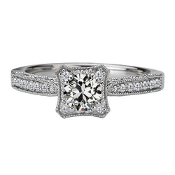 Oud Europese Slijpvorm Briljant Solitaire Ring met Accenten 1
