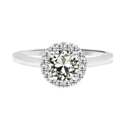 Glanzend Halo Zetting Ring met Old Mine Slijpvorm Fijne Diamant