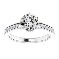 Fijne Diamant Solitaire Ring met Accenten – 14K Witgoud 2,50