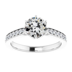 Tijdloos Old Mine Slijpvorm Diamant Solitaire met Zijstenen