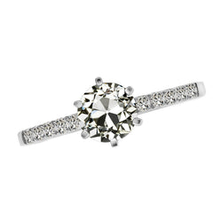 Briljant Enkele Steen Ring – Antiek Cushion 2 karaat 14 Karaat