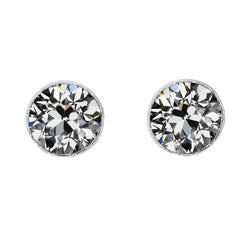 14K Witgoud Antiek Cushion Diamant Oorhangers 2 karaat