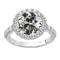 Ambachtelijk Antiek Cushion Fijne Diamant Halo Verlovingsring