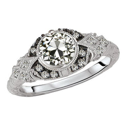 Antiek Cushion Bruidsring – Diamant 3 karaat Bicolor 14K Goud