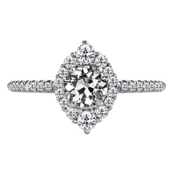 14K Witgoud Diamant Halo Zetting Ring – 3,50-karaat Old Mine