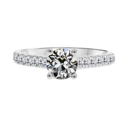 Handgemaakte Fijne Diamant Solitaire Ring met Accenten 1,50