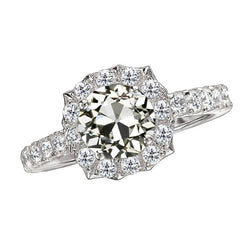 14K Witgoud Diamant Solitaire Ring met Accenten – 3-karaat Old