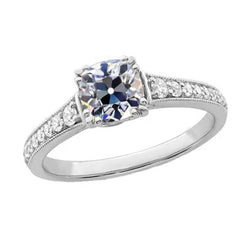 Ronde & Cushion Old Mine Cut Echte Natuurlijke uit de aarde gewonnen Diamanten Ring met Accenten 4.25 Karaat