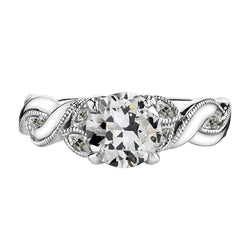 Fijne Diamant Aanzoek Ring – Parelrand 2 karaat 14K Witgoud