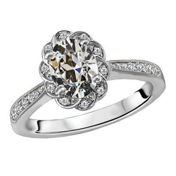 Briljant Old Mine Slijpvorm Halo Verlovingsring 6 karaat – 14K