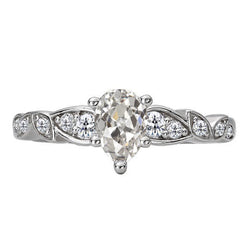 14K Witgoud Antiek Cushion Briljant Aanzoek Ring 3,50 karaat