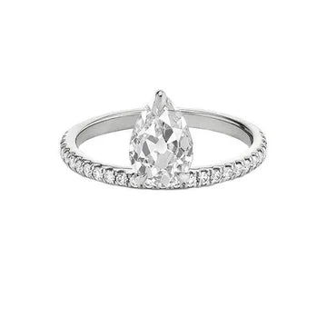 Round & Pear Old Mine Cut Echt Diamond Ring Met Accenten 3 Karaat