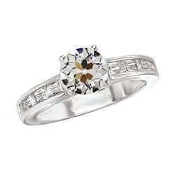 Fijne Diamant Antiek Cushion Solitaire Ring met Accenten 2