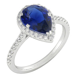 Royal Blue Saffier Edelsteen Ring – 14 Karaat Witgoud 2 karaat