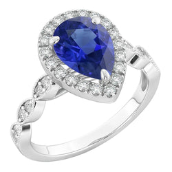 Royal Blue Saffier Edelsteen Ring – 14 Karaat Witgoud 2 karaat