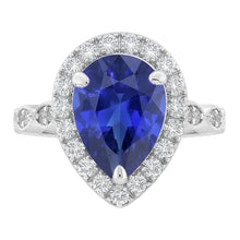 Afbeelding in Gallery-weergave laden, Royal Blue Saffier Edelsteen Ring – 14 Karaat Witgoud 2 karaat
