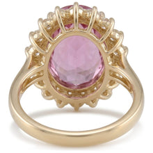 Afbeelding in Gallery-weergave laden, Roze Kunziet En Natuurlijke uit de aarde gewonnen Diamanten 31.40 Karaat Trouwring 14K Geelgoud
