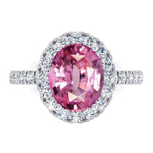 Afbeelding in Gallery-weergave laden, Roze Saffier Halo Diamanten Ring
