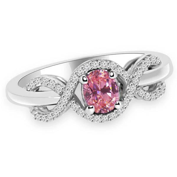 Roze ovaal geslepen saffier diamanten ring wit goud 14K 2 ct. - harrychadent.nl