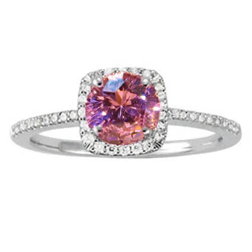 Roze saffier rond centrum WG Solitaire met accenten Ring 1.15 Ct. - harrychadent.nl