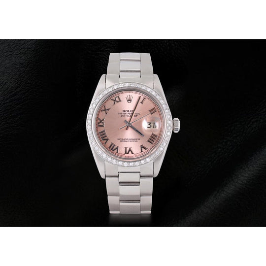 Roze Romeinse wijzerplaat Rolex