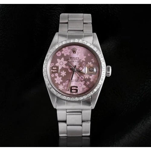 Roze bloem wijzerplaat Rolex