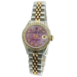 Roze diamanten wijzerplaat lunette roestvrij staal en gouden jubileumband dames Rolex