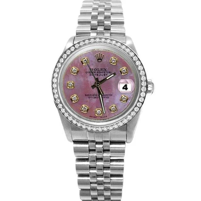 Roze diamanten wijzerplaat rand Rolex Datumjust-armband Datumjust horloge SNELLE INSTELLING
