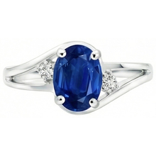 Afbeelding in Gallery-weergave laden, Saffier Diamant 2.20 Karaat Trouwring Wit Goud 14K
