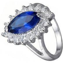 Afbeelding in Gallery-weergave laden, IGI GECERTIFICEERDE Echte Marquise Saffier Dure Ring
