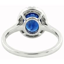 Afbeelding in Gallery-weergave laden, Saffier En Diamanten 5 Karaat Halo Ring Wit Goud 14K
