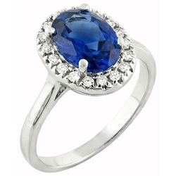 Saffier En Diamanten 5 Karaat Halo Ring Wit Goud 14K