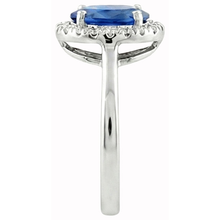 Afbeelding in Gallery-weergave laden, Saffier En Diamanten 5 Karaat Halo Ring Wit Goud 14K
