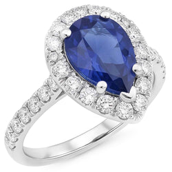 Saffier En Diamanten Ring