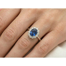 Afbeelding in Gallery-weergave laden, Saffier En Diamanten Verlovingsring
