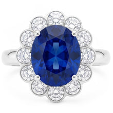 Afbeelding in Gallery-weergave laden, Saffier En Diamanten Verlovingsring
