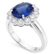 Afbeelding in Gallery-weergave laden, Saffier En Diamanten Verlovingsring
