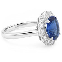 Afbeelding in Gallery-weergave laden, Saffier En Diamanten Verlovingsring
