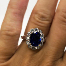 Afbeelding in Gallery-weergave laden, Saffier En Diamanten Verlovingsring
