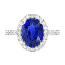 Afbeelding in Gallery-weergave laden, Saffier Verloving Ring Met Diamanten Halo
