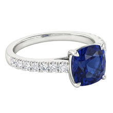 Afbeelding in Gallery-weergave laden, echte round saffier 2.75karaat ring close-up detail
