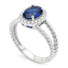 Afbeelding in Gallery-weergave laden, Saffier en Natuurlijke echte diamanten ( niet in een laboratorium gekweekt ) ovale fancy ring 1,55 karaat 14K witgoud
