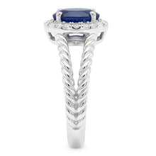 Afbeelding in Gallery-weergave laden, Saffier en Natuurlijke echte diamanten ( niet in een laboratorium gekweekt ) ovale fancy ring 1,55 karaat 14K witgoud
