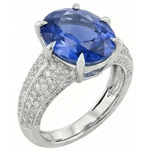 Afbeelding in Gallery-weergave laden, echte round saffier 2.50karaat ring close-up detail
