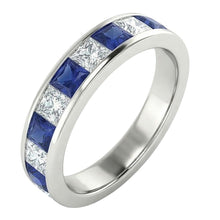 Afbeelding in Gallery-weergave laden, Sapphire &amp; Diamond Princess Eternity Band 1 karaat witgoud
