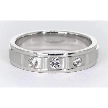 Satijnafwerking Jubileumband Witgoud 14K Ronde Echt Diamant 0,45 Karaat