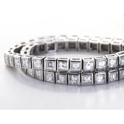 Sieraden Prinses Geslepen 12 Ct Echt Diamanten Tennisarmband 14K Witgoud