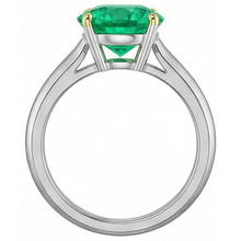 Afbeelding in Gallery-weergave laden, Rond Briljant Smaragd ring in Bicolor 14K Goud – achteraanzicht
