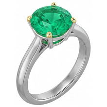 Afbeelding in Gallery-weergave laden, Smaragd Edelsteen Ring 3 karaat Bicolor 14K Goud – zijaanzicht

