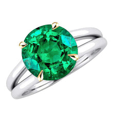 Afbeelding in Gallery-weergave laden, Fijne Smaragd Gekleurde Steen Ring 4 karaat 14 Karaat Tweekleurig Goud – hoofdaanzicht
